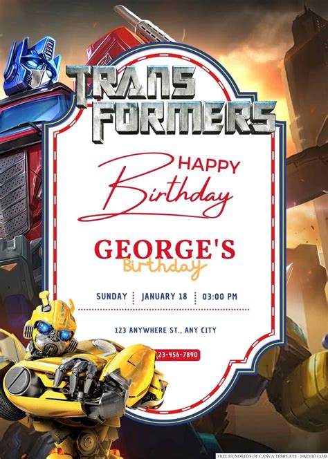 birthday invitation transformers